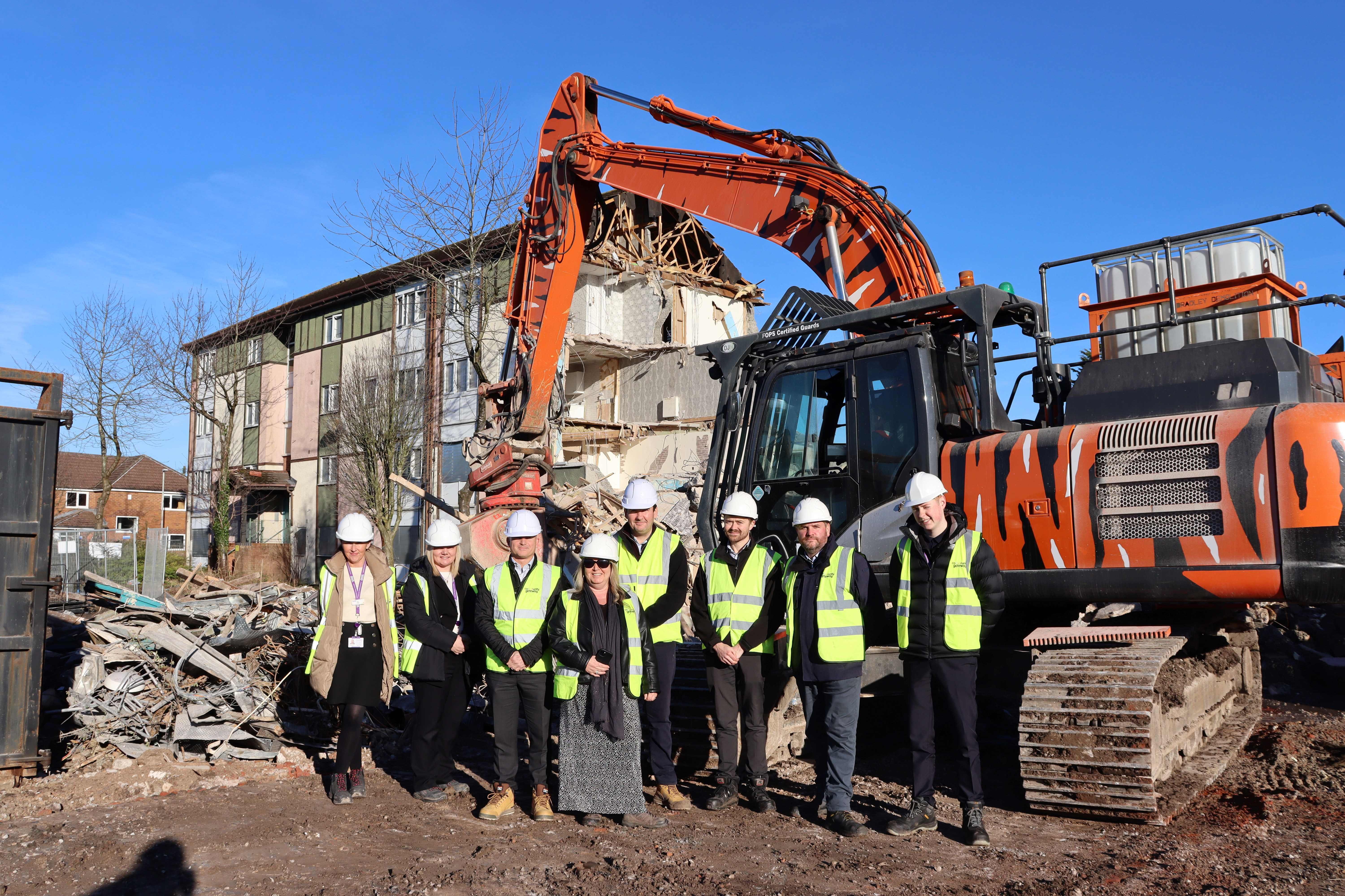 ELT and Development Team at Ribble Heights demolition